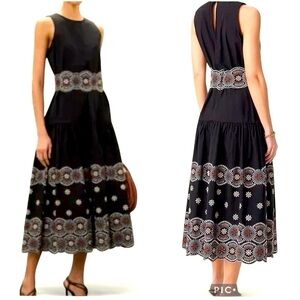 Vanessa Bruno Dress Size XS Black Fit & Flare Alais Elegant Embroidered